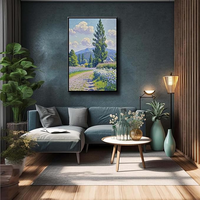 Countryside wildflowers landscape canvas poster natural plant flower artwork retro pastoral flower path suitable for farmhouse decoration-Ruum Studio Home