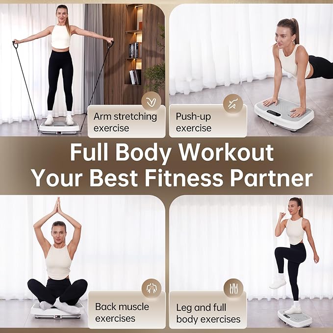 YAMO Vibration Plate Exercise Machine, Vibrating Plate for Lymphatic Drainage & Weight Loss, 350lbs Capacity Whole Body Shaking Workout Fitness Platform-Ruum Studio Home