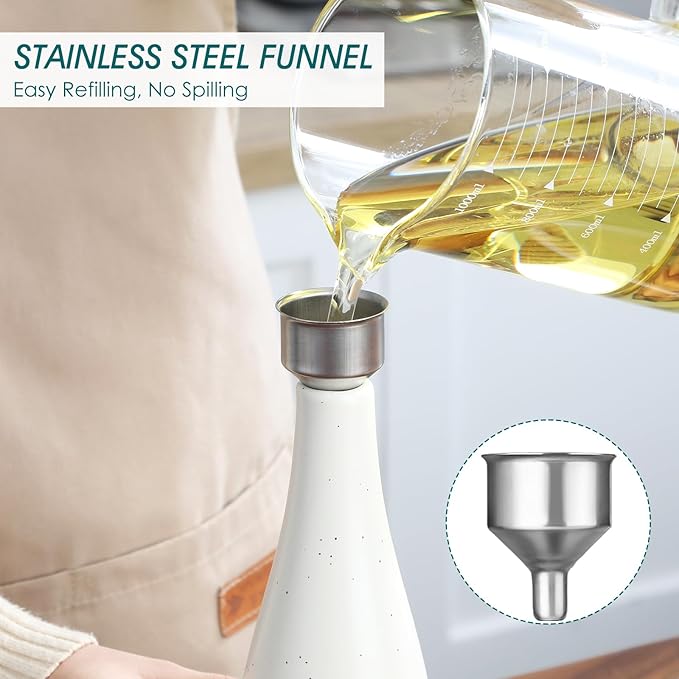 vancasso 16 Oz Ceramic Olive Oil Dispenser Bottle, Bottle Dispenser with Spout and Funnel for Kitchen,Suitable for Oil, Vinegar, Coffee Syrups & Other Liquids，Cream-Ruum Studio Home