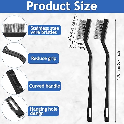 Jeffbaubl 30 Pieces Mini Wire Brush,6.7 Inch Stainless Steel Scratch Brushes,Wire Bristles Brush,Curved Handle Masonry Brushes Wire Bristle for Cleaning Welding Slag and Rust-Ruum Studio Home