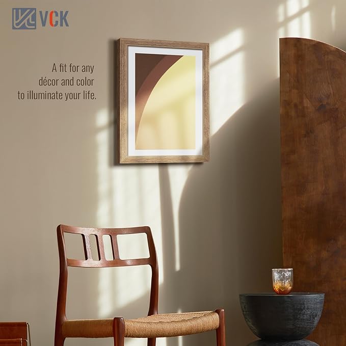 VCK 13x19 Picture Frame 3 Pack - Brown Walnut, Natural Textured Solid Wood Frame, Wall Gallery Frame-Ruum Studio Home