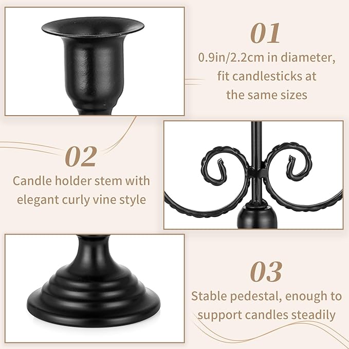 Sziqiqi Halloween Candle Holder Candelabra - Black Candle Stick Holders Pack of 2 Decorative Candleholders for Christmas Decoration-Ruum Studio Home