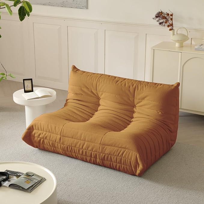 Luxury Sofa Couch Chair, Lazy Floor Seating, Fireside Bean Bag Chair, Ergonomic Tatami Sofa Lounger for Living Room, Bedroom, Office, Loveseat, Brown-Ruum Studio Home