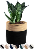 Woven Cotton Rope Plant Basket for 10" Flower Pot Floor Indoor Planters Flower Pot, Home Decor Storage Organizer H11 x W11 Black&Brown-Ruum Studio Home