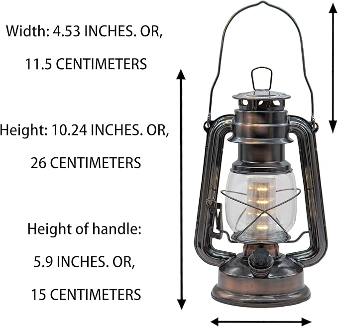YAKii LED Vintage Lantern Metal Hanging Hurricane 12 LED Dimmer Switch Warm White Battery Operated Power Outage Indoor Camping Lighting Outdoor Brooklyn Decoration(Copper)-Ruum Studio Home