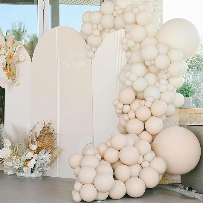 130pcs White Sand Balloons Different Sizes 18" 12" 10" 5" Off White Party Latex Balloons for Birthday Baby Shower Graduation Wedding Gender Reveal Anniversary Party Decorations-Ruum Studio Home