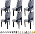 JQinHome Pattern Chair Covers for Dining Room Set of 6, High Stretch Removable Washable Parsons Chair Slipcover for Home Party Hotel Wedding Ceremony (White Grey,6PCS)-Ruum Studio Home