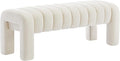 43.3" Bedroom Bench, Upholstered Entryway Bench, Modern End of Bed Ottoman with Solid Wood Legs and Adjustable Foot Pegs for Entryway, Dining Room and Living Room (Beige Linen)-Ruum Studio Home