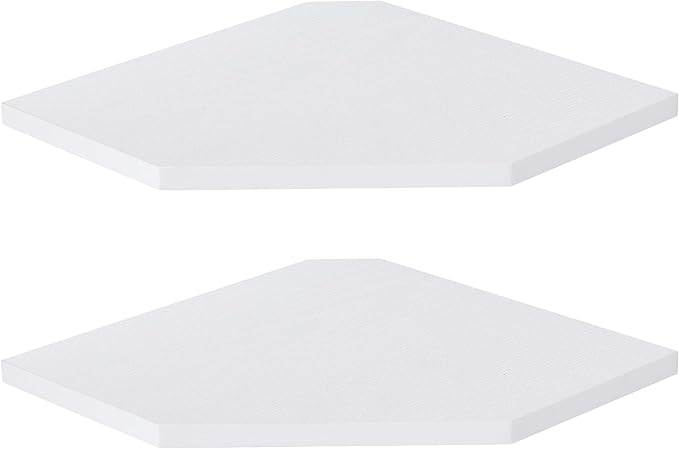Corner Shelf Wall Mount, Floating Corner Shelves, Set of 2 Corner Wall Shelf Organizer, Rustic Wood Wall Storage Display Shelves for Living Room Bedroom Bathroom Kitchen, Rustic White-Ruum Studio Home