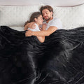Cozy Bliss Checkered Large Faux Rabbit Fur Black Queen Bed Blanket, Soft Fuzzy Fluffy Minky Furry Plush Blankets for Couch, Bed, Adults (90 * 90 Inches Black)-Ruum Studio Home