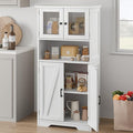 GarveeHome 54in Tall Bathroom Cabinet, Farmhouse Storage Cabinet with Glass Doors and Adjustable Shelves, Freestanding Kitchen Pantry Cabinets, Cupboard for Living Room, Dining Room, White-Ruum Studio Home