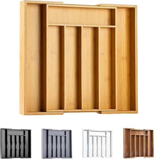 Bellsal Silverware Organizer Kitchen Drawer Organizer Expandable Bamboo Utensil Holder Cutlery Tray for Kitchen Utensil and Flatware Bedroom Office-Ruum Studio Home