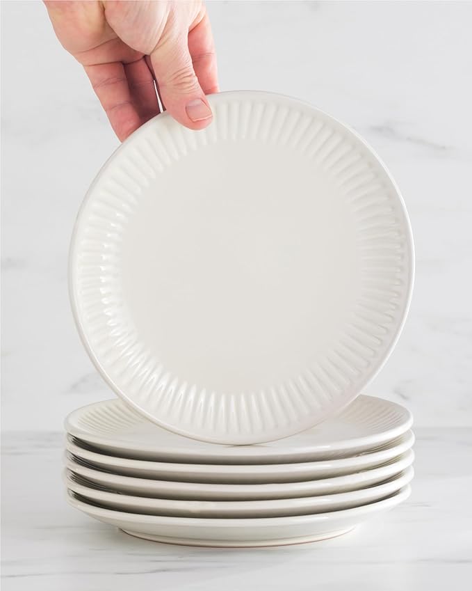 Stoneware Dinnerware Set for 4 People HYGGE 12-Piece - Elegant Scandi Design - Premium Dish Set - Bowl and Plate Set - Tableware for 4 People in a Ribbed Design - Pure Living in Beige-Ruum Studio Home