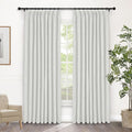 Macochico Pinch Pleated Blackout Curtains 102 Inches Long 100% Light Blocking Greyish White Linen Drapes for Bedroom Living Room Farmhouse Shabby Chic Burlap Curtains with Tieback 72”Wx102”L 1 Panel-Ruum Studio Home