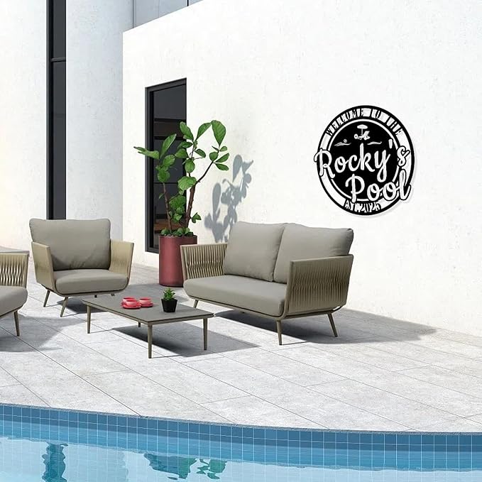 Custom Metal Pool Signs Outdoor - Personalized Funny Pool Rules, Rustic Wall Art for Pool Deck Decor, Outdoor Bar & Backyard Oasis Gift - MADE IN USA-Ruum Studio Home