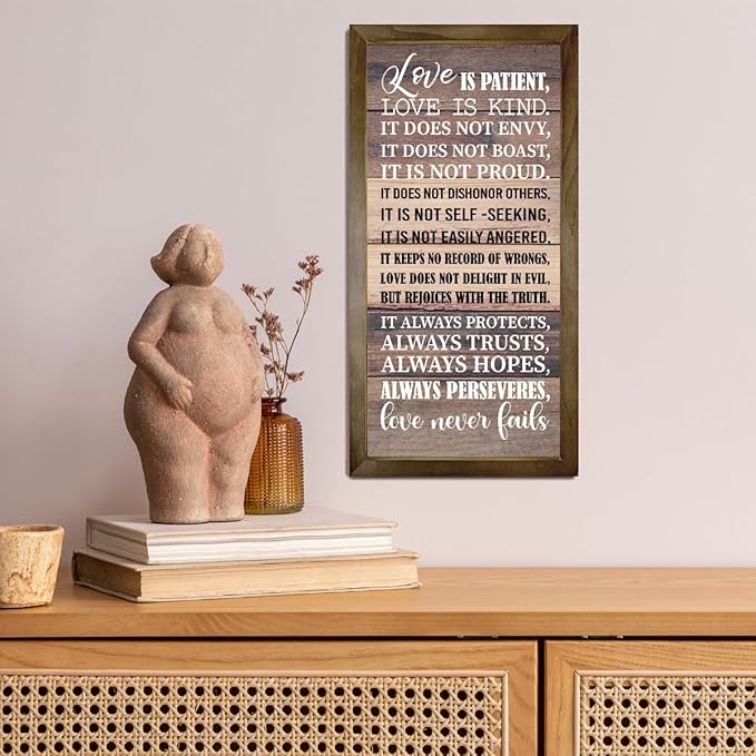Love is Patient Love is Kind Wall Art, 1 Corinthians 13 Wall Art, God Walls Decor, Hanging Frame Bible Verses Walls Décor, Christian Gift-Ruum Studio Home