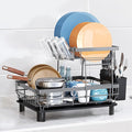 GAXmi Dish Drying Rack Over The Sink Dish Drainer with Drainboard Utensil Holder Cup Holder, 2-Tier Grey-Ruum Studio Home