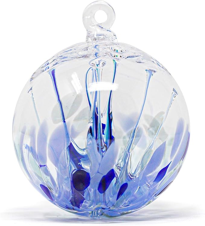 Luke Adams Handmade Glass Gazing Balls for Garden on Clearance – Hand Blown Glass Gazing Ball for Yard Décor – Decorative Garden Globe Raindrop (Blue)-Ruum Studio Home