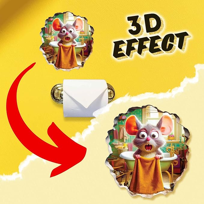 3D Mouse Sticker - Shower - Mousehole Wall Sticker Decal - Removable Bathroom Decor - Kids Room - Peel & Stick - Whimsical Home Decor - MICESTERPIECE-Ruum Studio Home