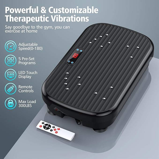 Vibration Plate Exercise Machine, Vibration Plate for Lymphatic Drainage 330 Lbs Capacity Whole Body Vibration Platform Machines Helps Weight Loss Shaping Toning Wellness-Ruum Studio Home