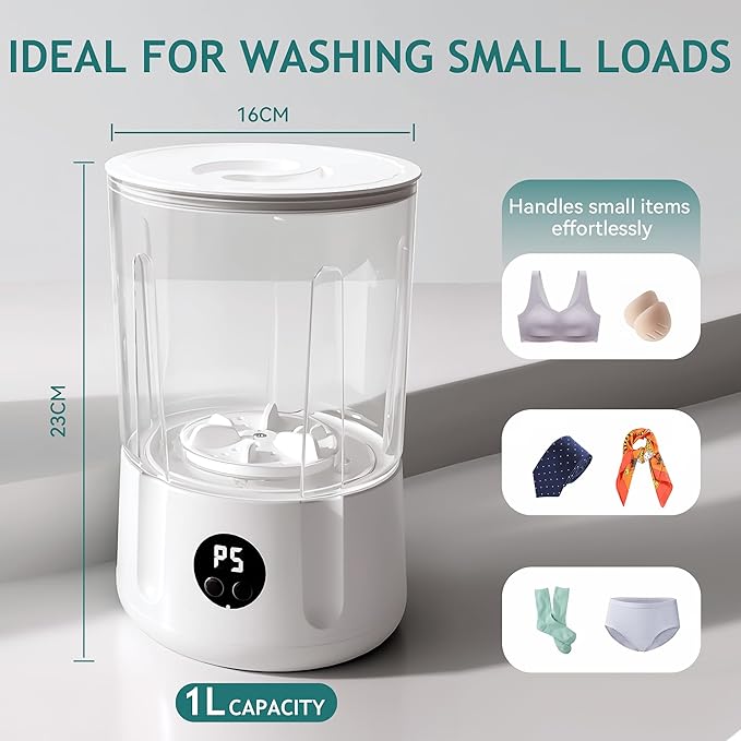Mini Washing Machine,3000mAh Rechargeable Portable Underwear Washing Machine,Quiet and Lightweight,Deep Cleans Clothes,Low Noise,Small and Light,Suitable for Travel,Dormitory,RV and Apartment Use-Ruum Studio Home