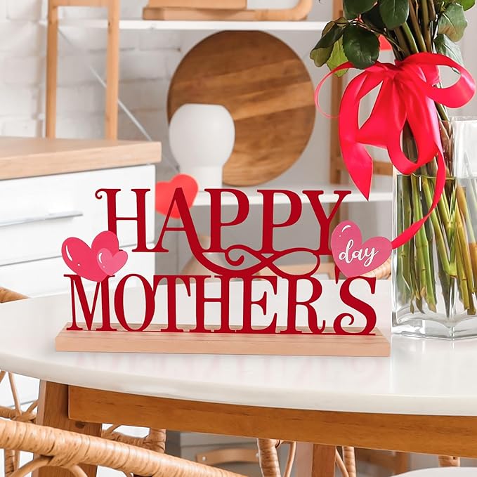 COCHIE Metal Happy Mother's Day Sign, Mothers Day Decorations for Home, Shelf, Mantel, Indoor, Mothers Day Gifts for Mom from Daughter Son, Mother Day Table Top Party Decoration (Mother's Day)-Ruum Studio Home