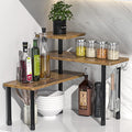 JayRex Countertop Organizer Organization, 3 Tier Moveable Corner Shelf Organizer for Kitchen, Bathroom, Spice Rack, Coffee Area, Over Sink, Dresser Table (Rustic Brown)-Ruum Studio Home