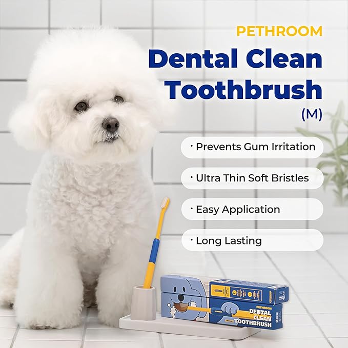 PETHROOM] Pet Toothbrush | Dogs and Cats Teeth Brushing Cleaning Tooth Care | Soft Bristle Cleaning Toothbrush for Dog Puppy Cat, Removing Old Plaque and Tartar (Medium)-Ruum Studio Home