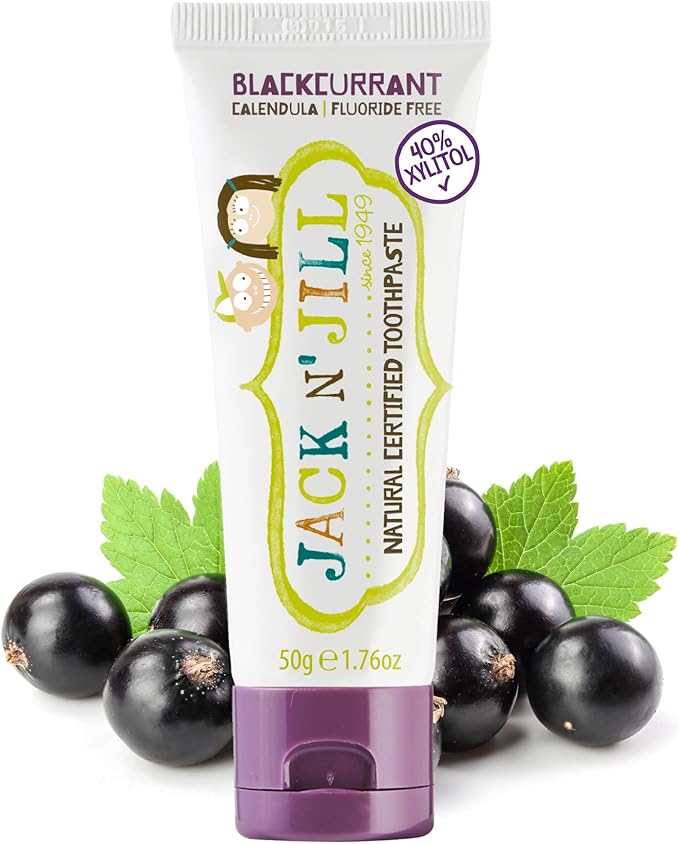 Jack N' Jill Natural Toothpaste for Baby and Infants - Fluoride Free Training Toothpaste, 40% Xylitol, BPA Free - Blackcurrant, 1.76 oz (Pack of 1)-Ruum Studio Home