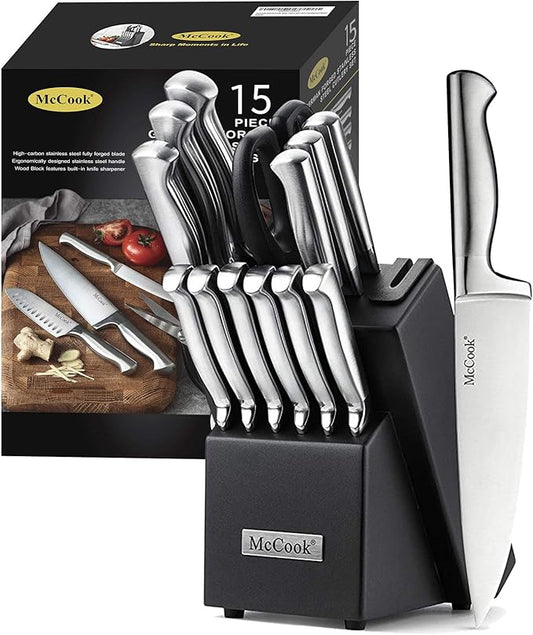 McCook® Knife Sets, German Stainless Steel Knife Block Sets with Built-in Sharpener-Ruum Studio Home