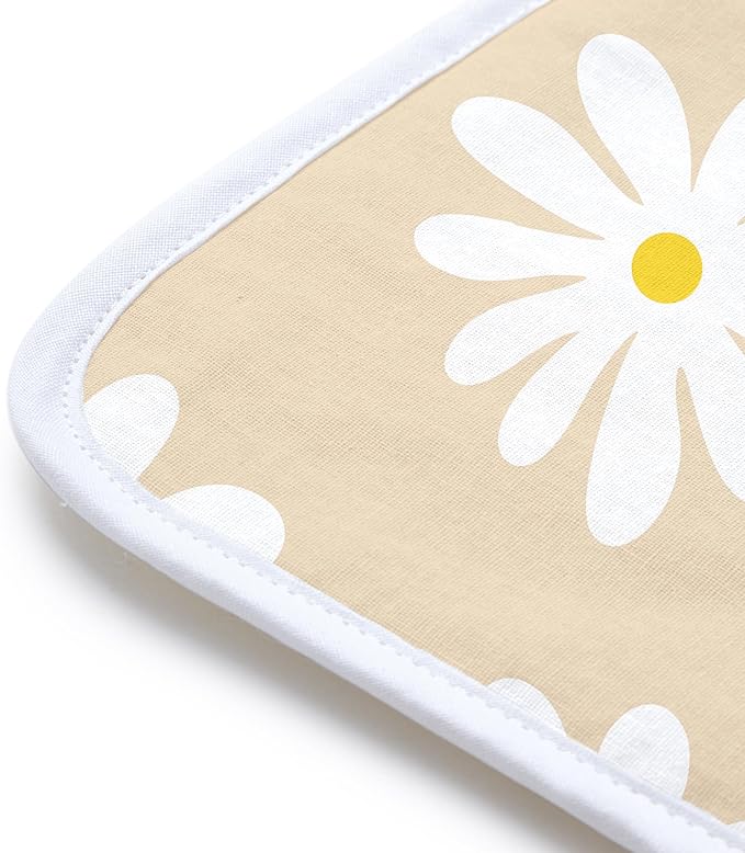 Encasa Homes Ironing Mat/Pad (Small 28"x20") with 3mm Padding & Silicone Iron Rest for Steam Pressing on Tabletop or Bed - Heat Resistant, Portable, Quilting & Travel Blanket - Daisy Beige-Ruum Studio Home