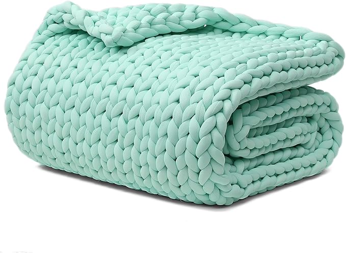 YnM Cooling Chunky Throw Blanket, Medium-Weight, Hand Knitted, Skin Friendly, Ventilated and Breathable, Machine Washable, Home Décor Piece for Couch, Sofa and Bed (Menthe Green, 50x70 Inch)-Ruum Studio Home