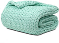 YnM Cooling Chunky Throw Blanket, Medium-Weight, Hand Knitted, Skin Friendly, Ventilated and Breathable, Machine Washable, Home Décor Piece for Couch, Sofa and Bed (Menthe Green, 60x80 Inch)-Ruum Studio Home