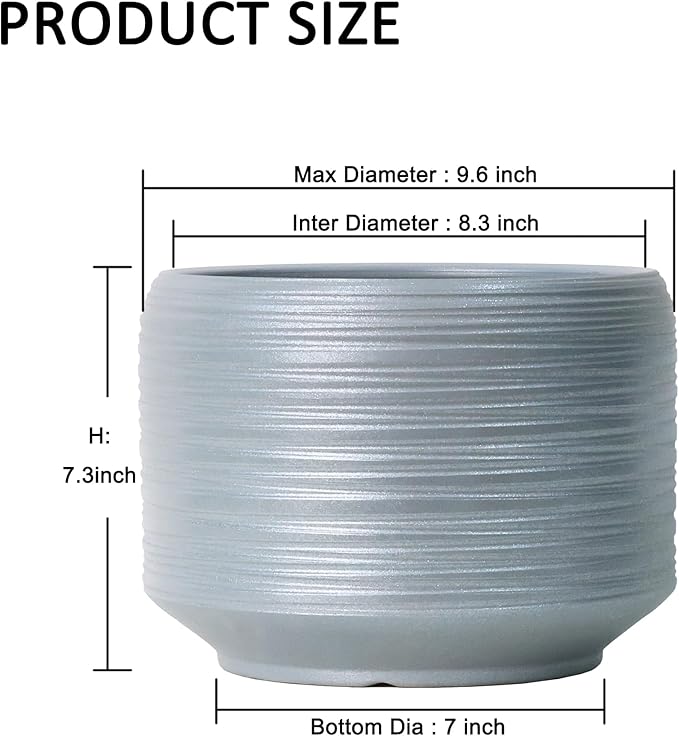 10 Inch Ceramic Plant Pot with Drainage – Large Flower Pot for Indoor Outdoor Plants, Modern Decorative Planter for Patio, Balcony, Garden, or Home Decor-Ruum Studio Home