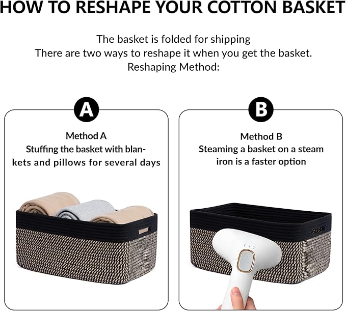 Large Storage Baskets for Shelves, Closet Organizers Bins for Clothes Blanket Towels, Baby Nursery, Toy Baskets Box, Woven Rope Baskets, 17 x 13 x 7.5”, 2 Packs Woven Brown-Ruum Studio Home