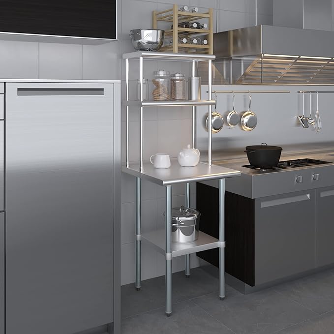 AmGood Double OverShelf Stainless Steel NSF - Many (24" Long x 12" Deep)-Ruum Studio Home