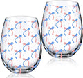 Sliner 2 Pack Patriotic Stemless Wine Glasses 17oz Red Blue Bow Drinking Glasses Independence Day Tumbler Cups for 4th of July Party Supplies Memorial Day Gift Decorations-Ruum Studio Home