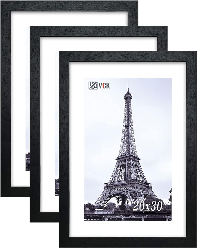 VCK Poster Frames 20x30 Black 3-Pack, Solid Wood Picture Frames for Wall Mounting Hanging Art and Puzzle Frame-Ruum Studio Home