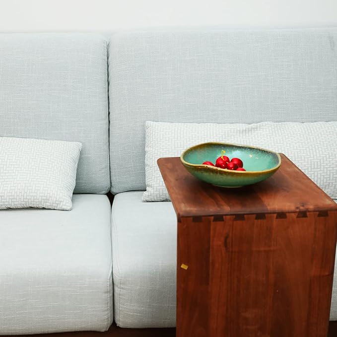 Ceramic Decorative Bowl with Green Glaze, 8'' Small Candy Bowl, Key Dish for Entryway Table, Home Decor Accent, Trinket Tray Holder for Nightstand Ring Gift (8'' Green)-Ruum Studio Home