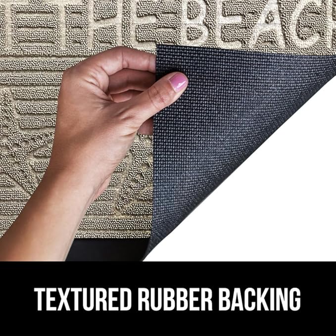 GORILLA GRIP 100% Waterproof All-Season WeatherMax Doormat US Designed Natural Rubber, Stain and Fade Resistant, Low Profile Indoor Outdoor Door Mats, Easy Clean Patio Mat, 17x29, Sand Beach-Ruum Studio Home