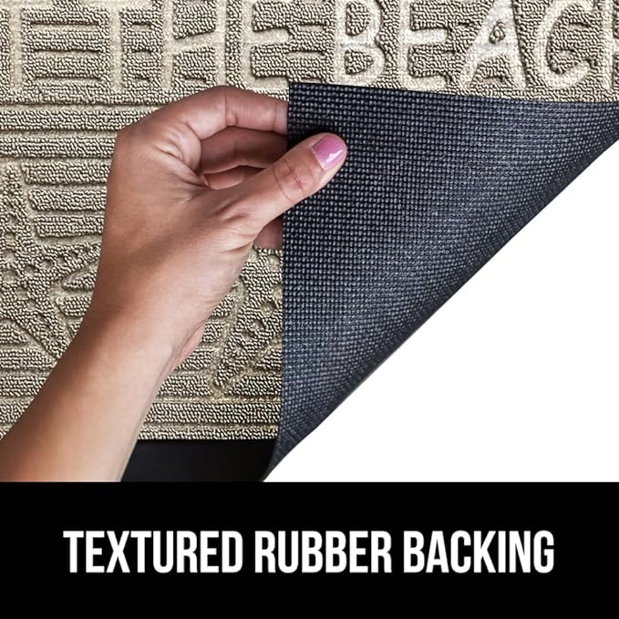 GORILLA GRIP 100% Waterproof All-Season WeatherMax Doormat, 47x35, US Designed Natural Rubber, Stain and Fade Resistant, Low Profile Indoor Outdoor Door Mats, Easy Clean Patio Mat, Sand Beach-Ruum Studio Home