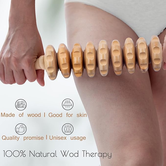 2pcs Wooden Massage Roller Wood Therapy Massage Tools Body Shaping，Anti Cellulite Wood Roller Masssager，Manuel Wooden Fascia Massage Roller，Wood Body Sculpting Tools，Wood Body Massage Roller-Ruum Studio Home