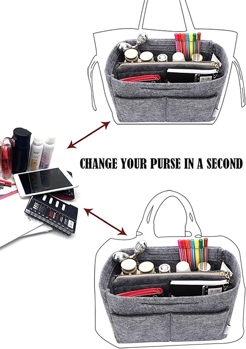 LEXSION Felt Purse Bag Organizer Insert with zipper Bag Tote Shaper Fit Speedy Neverful PM MM-Ruum Studio Home