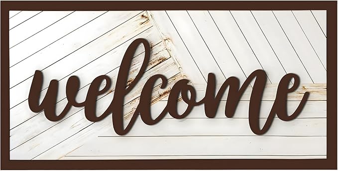 Welcome Sign - Large Rustic Wooden Wall Decor for Farmhouse Living Room, Entryway, or Foyer | 32"x16" Hanging Wall Art-Ruum Studio Home
