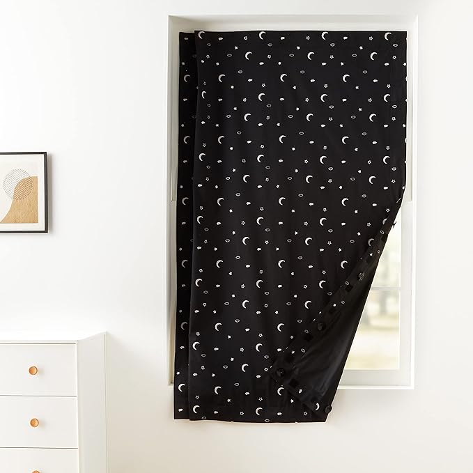 Amazon Basics Portable Blackout Curtain Shade with Suction Cups, 50" W x 78" L, 1-Pack, Moon and Stars-Ruum Studio Home