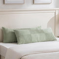 Fancy Homi Set of 2 Sage Green Boho Long Lumbar Body Decorative Throw Pillow Cover 14x36 Inch for Bed Couch Bedroom Bench, Soft Patchwork Corduroy Textured Pillow Case, Rustic Farmhouse Room Décor-Ruum Studio Home