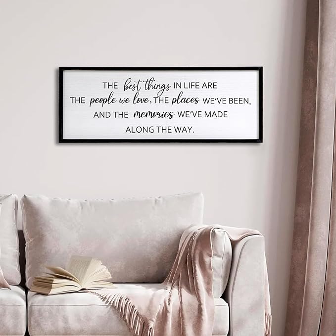 The Best Things in Life Framed Wall Art, 32''×12'' Rustic The Best Things in Life Sign for God Jesus Christ Prayer, Horizontal Holy Inspirational Family Home Decor-Ruum Studio Home