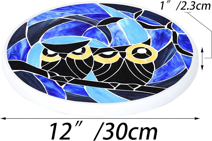 Bieye MSS005 Tiffany Style Stained Glass Mosaic Decorative Stepping Stone for Garden Decor (Owl, 12" Round)-Ruum Studio Home