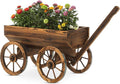 Garden Wooden Decor Rustic Flower Pot,Planters Wagon Indoor Outdoor Backyard Balcony Decor,for Outside Garden Decor Wheelbarrow Planter for Patio (Wooden Wagon)-Ruum Studio Home
