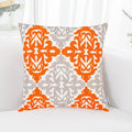 HWY 50 Orange Fall Decorative Throw Pillow Covers 18x18 Inch (1 Piece), Embroidered Cotton Farmhouse Cushion Cover Pillow Case for Sofa Couch Living Room Bed Bedroon, Floral Geometric-Ruum Studio Home
